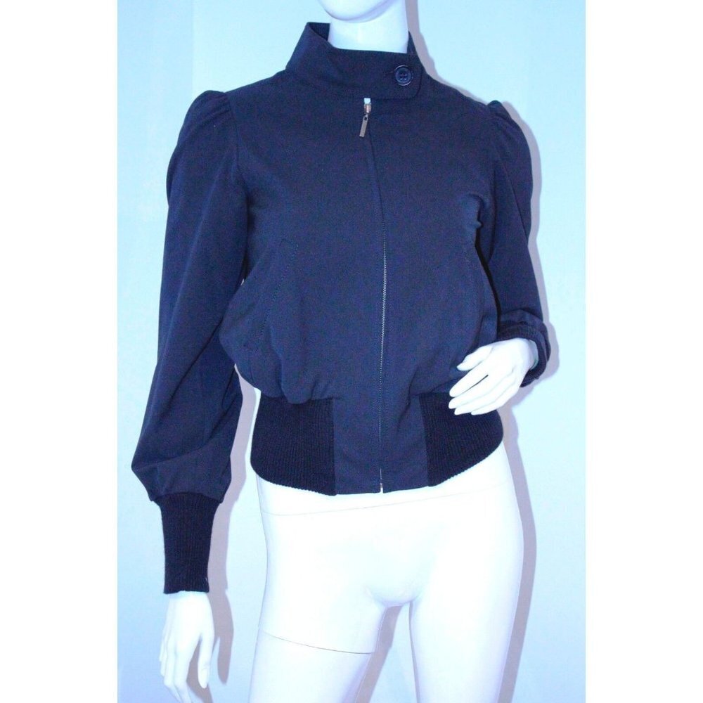 MEXX Blazer JACKET Wide Sleeve CUFFS Black Zip 4